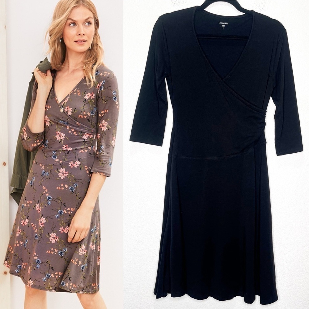 Garnet Hill Brianna Surplice Knit Dress Faux Wrap